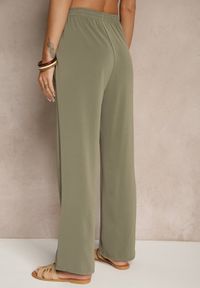 Renee - Zielone Wiskozowe Spodnie High Waist o Prostym Fasonie Saliella. Okazja: na co dzień. Stan: podwyższony. Kolor: zielony. Materiał: wiskoza. Sezon: lato, wiosna. Styl: elegancki, casual #3