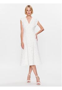 BOSS - Boss Sukienka codzienna 50487487 Biały Regular Fit. Okazja: na co dzień. Kolor: biały. Materiał: bawełna, syntetyk. Typ sukienki: proste. Styl: casual #5