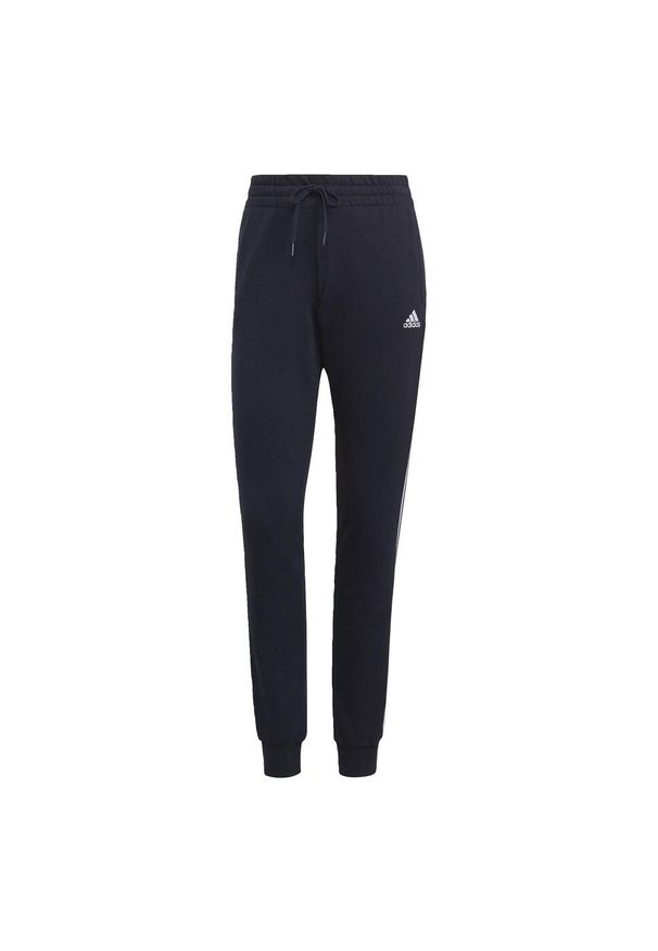 Adidas - Spodnie damskie adidas Essentials Slim Tapered Cuffed Pant. Kolor: biały, wielokolorowy, niebieski. Materiał: dresówka, bawełna, materiał. Długość: długie