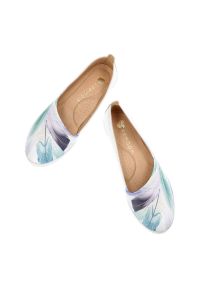 Białe Półbuty Armodo Modne Obuwie Damskie Z Piórami. Kolor: biały. Materiał: skóra #7