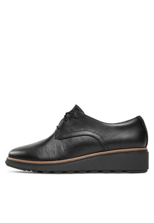 Clarks Oxfordy Sharon Rae 261754164 Czarny. Kolor: czarny. Materiał: skóra