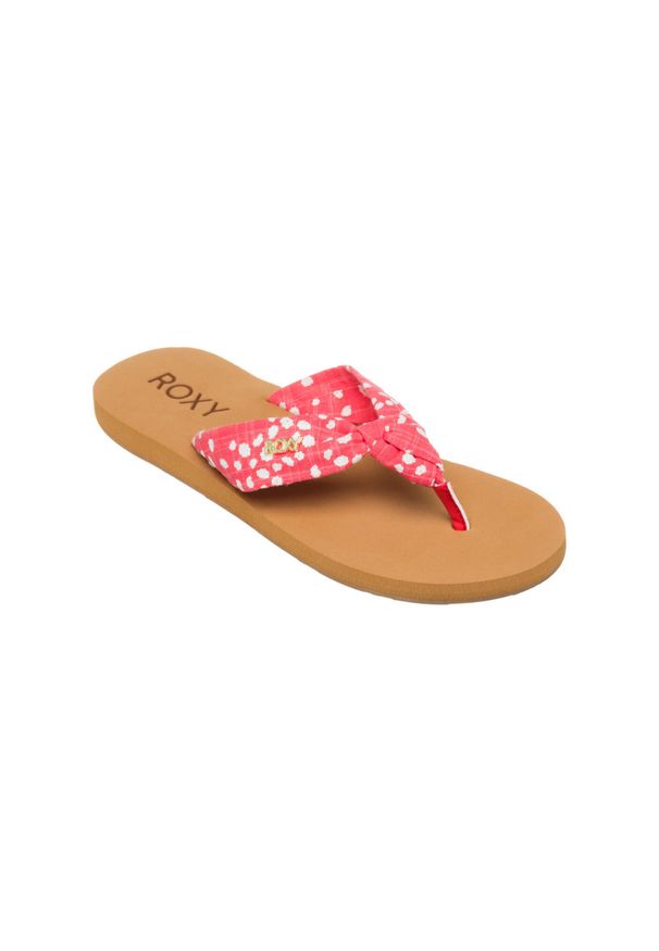 Roxy - Klapki plażowe dla Kobiety PAIA V Czerwony. Okazja: na plażę. Kolor: czerwony. Materiał: skóra, syntetyk, bawełna, tkanina. Wzór: napisy. Styl: sportowy