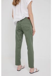 Pepe Jeans spodnie CAREY damskie kolor zielony dopasowane medium waist. Kolor: zielony. Materiał: tkanina #3