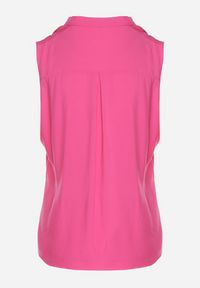 Born2be - Fuksjowa Wiskozowa Koszula Ozdobiona Kieszeniami Lumevare. Okazja: na co dzień. Kolor: różowy. Materiał: wiskoza. Wzór: aplikacja. Styl: casual, elegancki #6