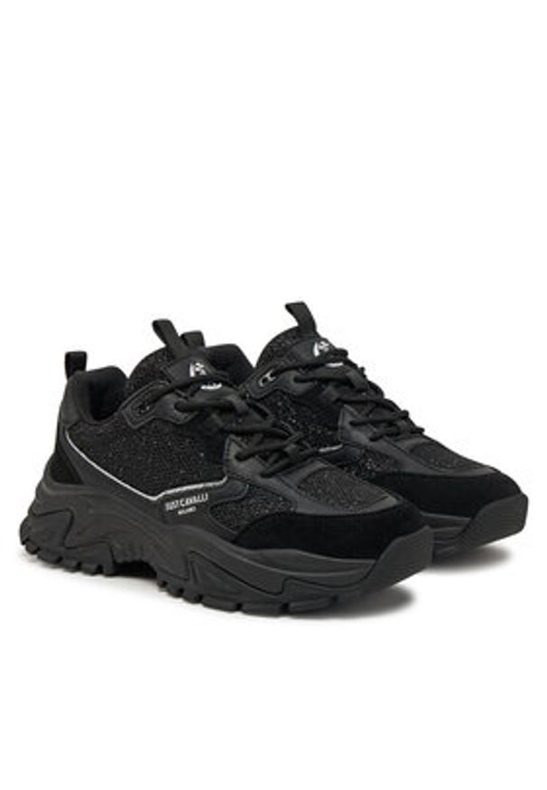 Just Cavalli Sneakersy 78RA3SC1 Czarny. Kolor: czarny. Materiał: materiał