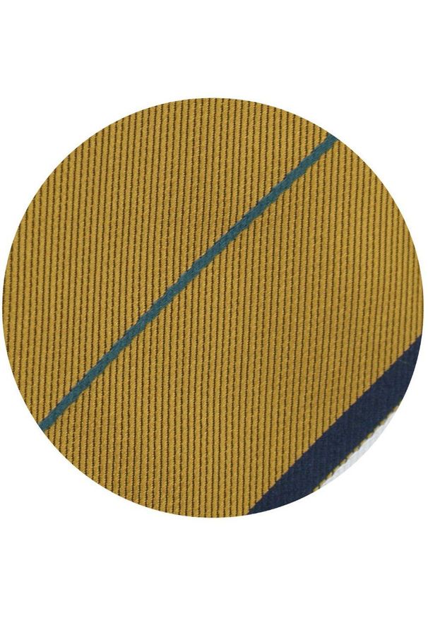 Klasyczny Krawat Klubowy - Alties - Żółty w Prążek. Kolor: żółty, złoty, wielokolorowy. Materiał: tkanina. Wzór: prążki. Styl: klasyczny