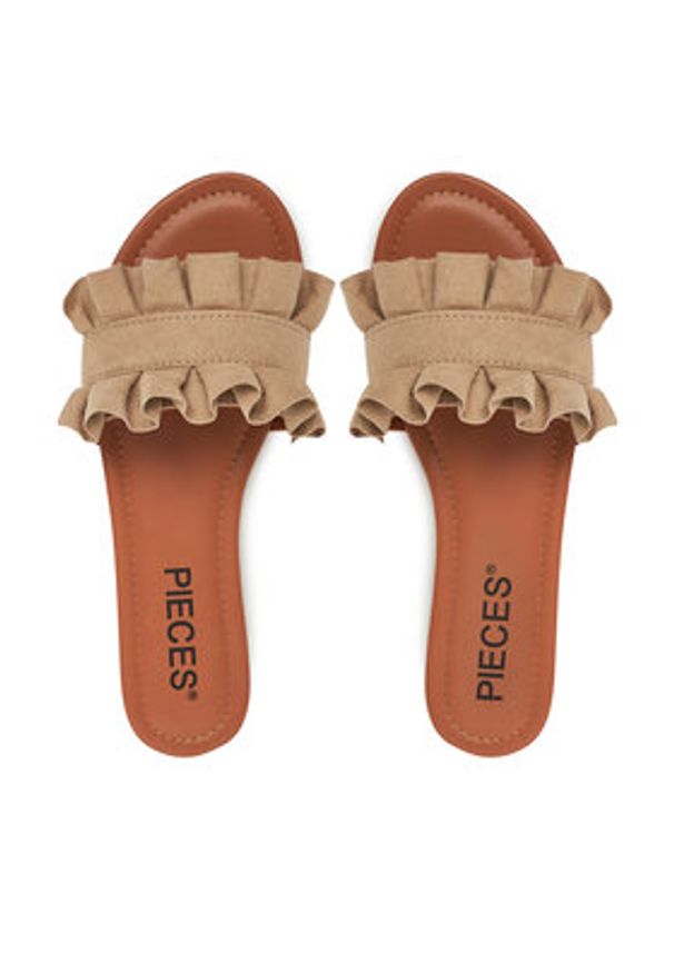 Pieces Klapki Nola 17101699 Beżowy. Kolor: beżowy. Materiał: materiał