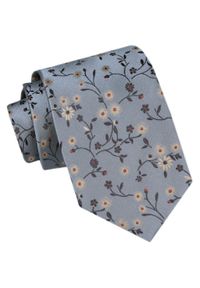 Modny Krawat Męski - Alties - Bladoniebieski w Kwiaty. Kolor: niebieski. Materiał: tkanina. Wzór: kwiaty. Styl: elegancki, wizytowy #1