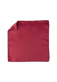 Modini - Bordowa poszetka w kratę EC21. Kolor: czerwony. Materiał: żakard, tkanina #1