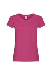 FRUIT OF THE LOOM - Oryginalna Koszulka Damska. Kolor: różowy. Sport: turystyka piesza