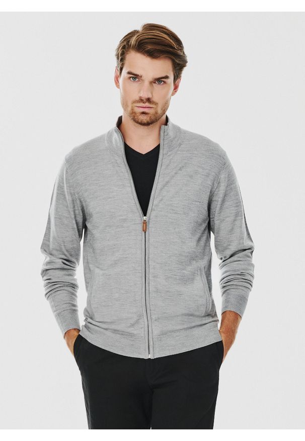 Pako Lorente - PAKO LORENTE – Męski rozpinany sweter w szarym kolorze. Kolor: szary. Materiał: akryl, wełna, poliamid. Sezon: jesień