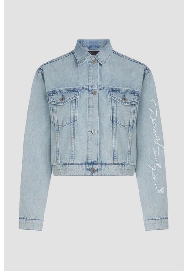 Karl Lagerfeld - KARL LAGERFELD Kurtka jeansowa damska KLxDisney, Rozmiar M. Kolor: niebieski. Materiał: jeans. Wzór: motyw z bajki, haft. Styl: elegancki, klasyczny