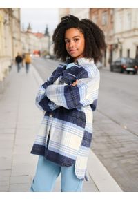 Sinsay - Kurtka koszulowa w kratę - granatowy. Kolor: niebieski #1