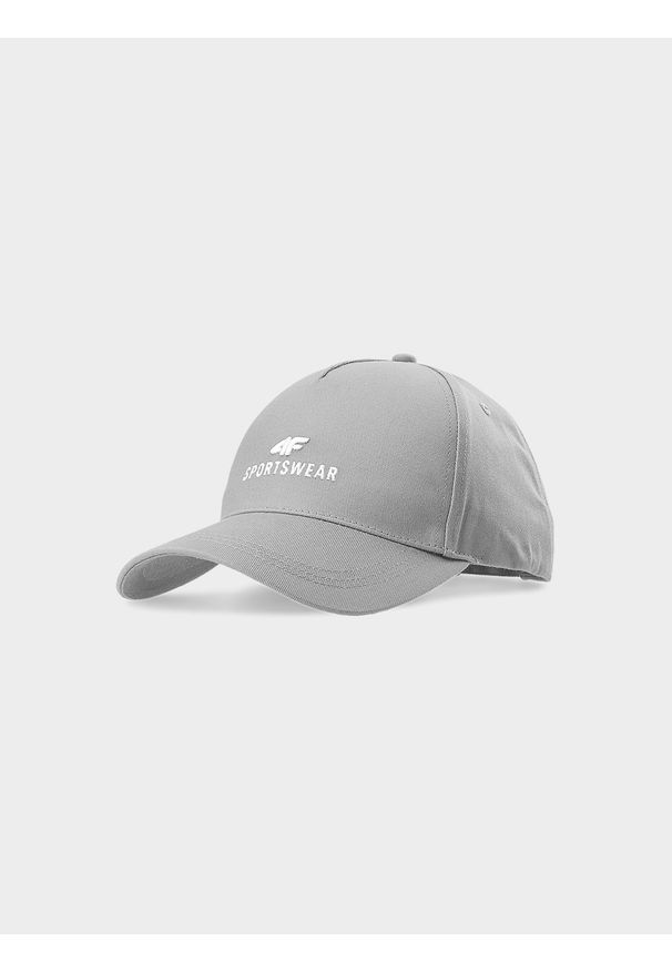 4f - 4F Czapka z daszkiem strapback uniseks - szara L/XL. Kolor: szary. Materiał: bawełna, materiał. Wzór: haft. Sezon: lato. Styl: klasyczny, sportowy, casual
