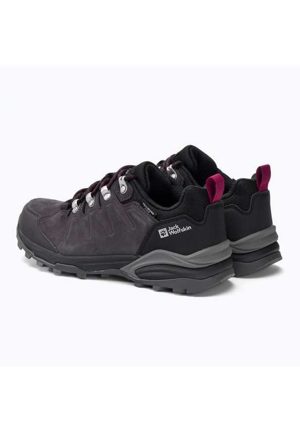 Buty trekkingowe damskie Jack Wolfskin Refugio Texapore Low. Kolor: fioletowy, szary, wielokolorowy, czerwony. Materiał: syntetyk, materiał. Sezon: lato. Styl: sportowy