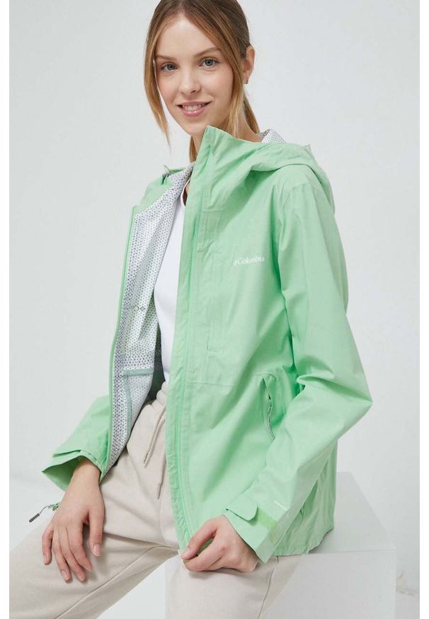 columbia - Columbia kurtka outdoorowa Omni-Tech Ampli-Dry kolor zielony przejściowa. Kolor: zielony. Materiał: materiał. Długość: długie