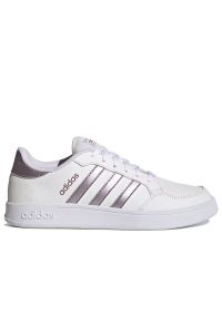 Adidas - Buty adidas Tenis Breaknet GX4323 - białe. Zapięcie: pasek. Kolor: biały. Materiał: guma, syntetyk, skóra. Szerokość cholewki: normalna. Wzór: aplikacja. Sport: tenis #1