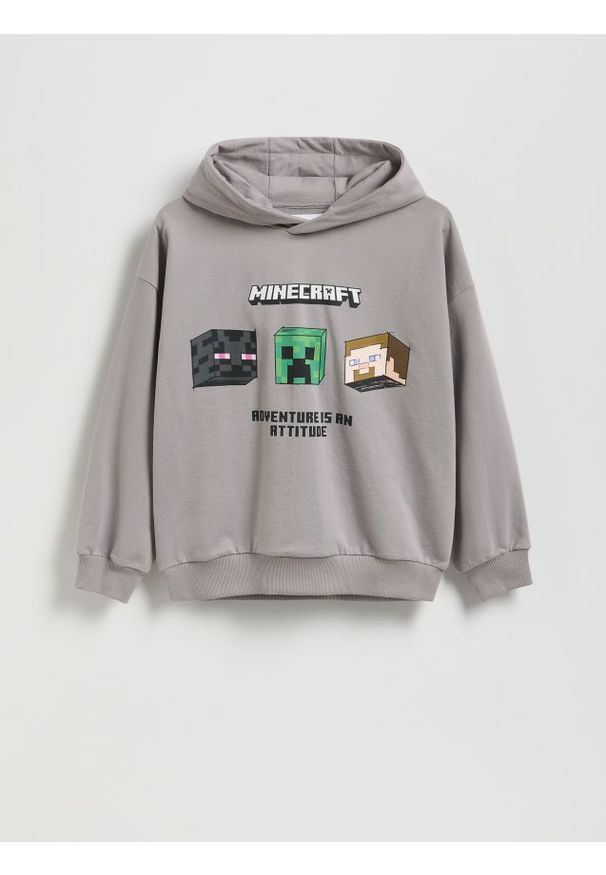 Reserved - Bluza Minecraft - ciemnoszary. Kolor: szary. Materiał: dzianina, bawełna