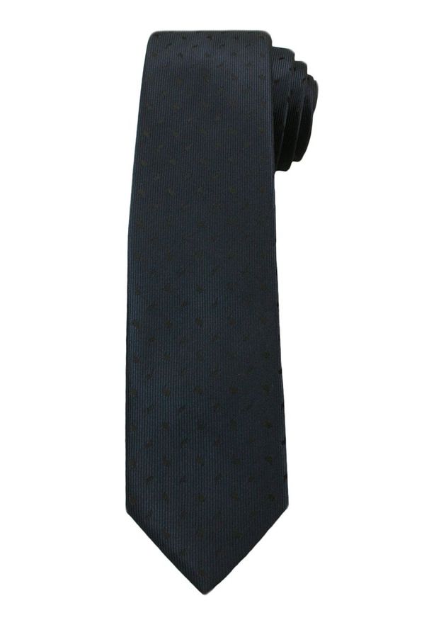 Krawat Męski w Czarny Wzorek, Błyszczący - 6 cm - Angelo di Monti, Ciemnogranatowy. Kolor: niebieski