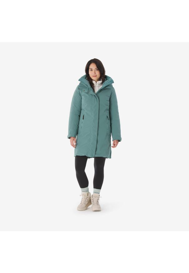quechua - Parka turystyczna damska puchowa Quechua NH900 -20°C wodoodporna. Okazja: na co dzień. Kolor: zielony. Materiał: puch. Sezon: zima. Styl: sportowy, casual