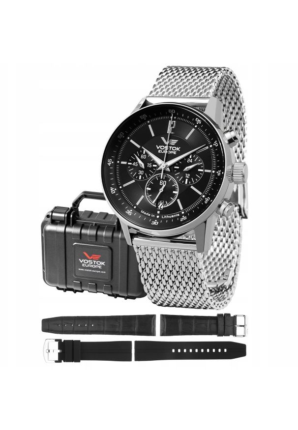 Zegarek Vostok Europe Zegarek męski Vostok Europe VK63-560A690-MEGA SET srebrny. Kolor: srebrny