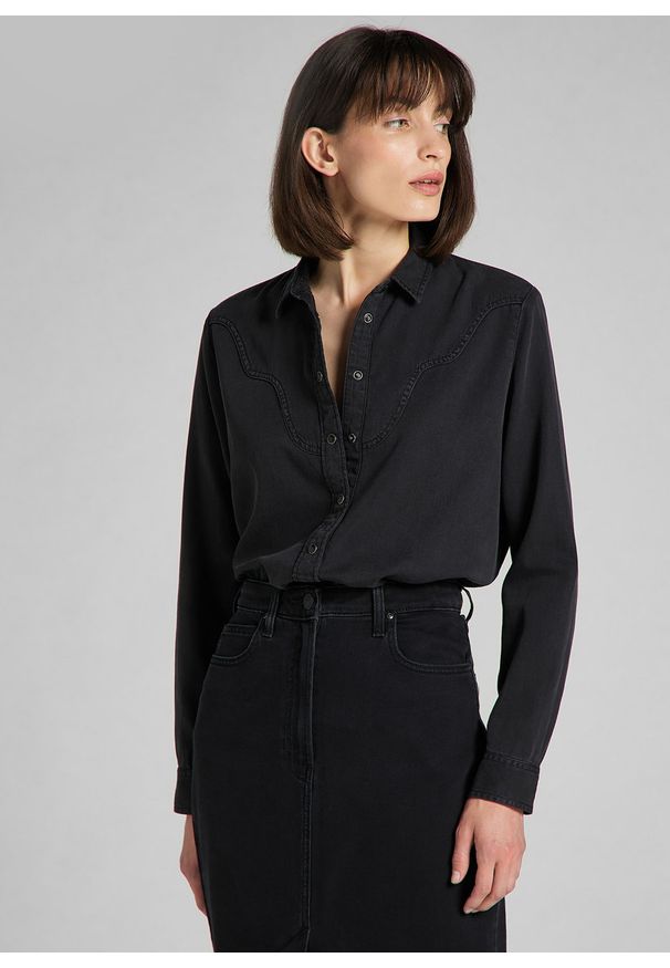 Lee - LEE WESTERN SHIRT DAMSKA KOSZULA DŁUGI RĘKAW BLACK L45DZH01. Długość rękawa: długi rękaw. Długość: długie