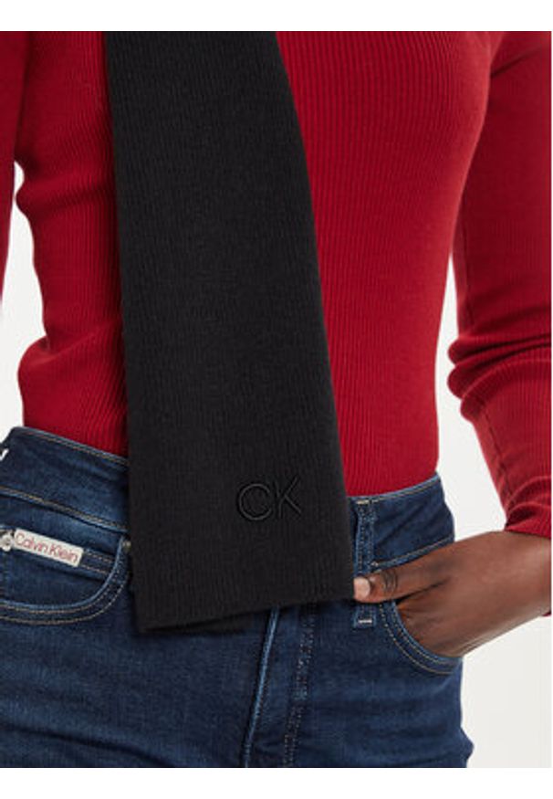 Calvin Klein Szalik Embroidery Fine K60K612601 Czarny. Kolor: czarny. Materiał: bawełna, materiał