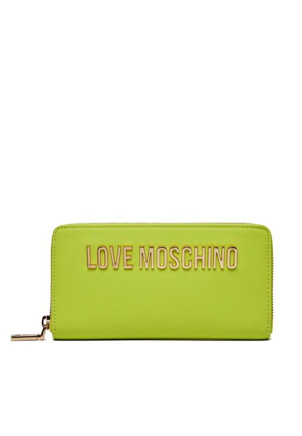 Love Moschino - LOVE MOSCHINO Duży Portfel Damski JC5611PP1IKD0404 Zielony. Kolor: zielony. Materiał: skóra