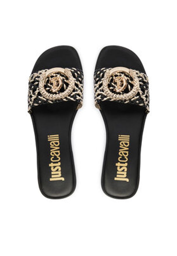Just Cavalli Klapki 80RA3S83 ZSE38 Czarny. Kolor: czarny. Materiał: materiał