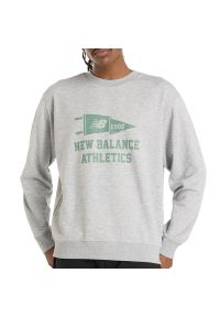 Bluza męska New Balance MT51929AG - szara. Okazja: na co dzień. Kolor: szary. Materiał: bawełna, poliester. Styl: klasyczny, elegancki, sportowy, casual