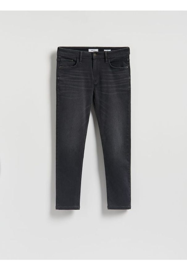 Reserved - Jeansy slim z efektem sprania - szary. Kolor: szary