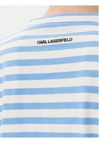 Karl Lagerfeld - KARL LAGERFELD Bluzka A1W17137 Niebieski Regular Fit. Typ kołnierza: dekolt w karo. Kolor: niebieski. Materiał: bawełna