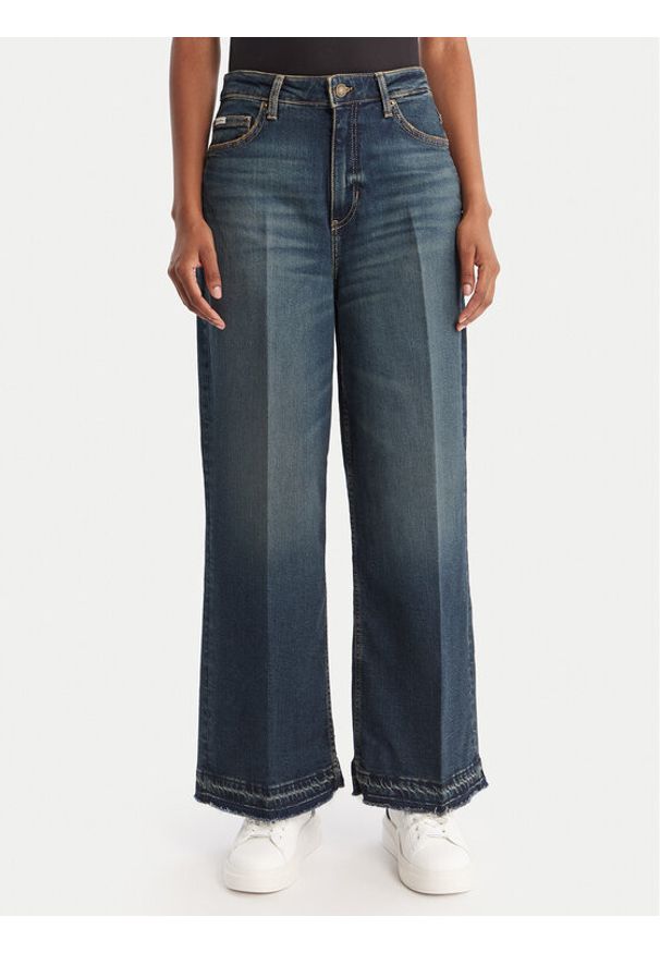Guess Jeans Jeansy W5BA2Z D5RAB Granatowy Wide Leg. Kolor: niebieski