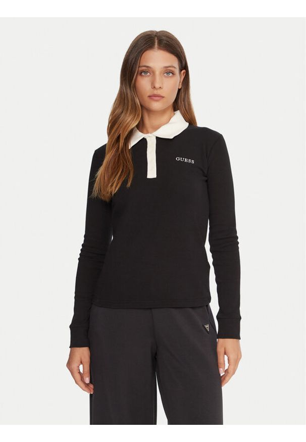 Guess Polo V5BP12 K1891 Czarny Regular Fit. Typ kołnierza: polo. Kolor: czarny. Materiał: bawełna
