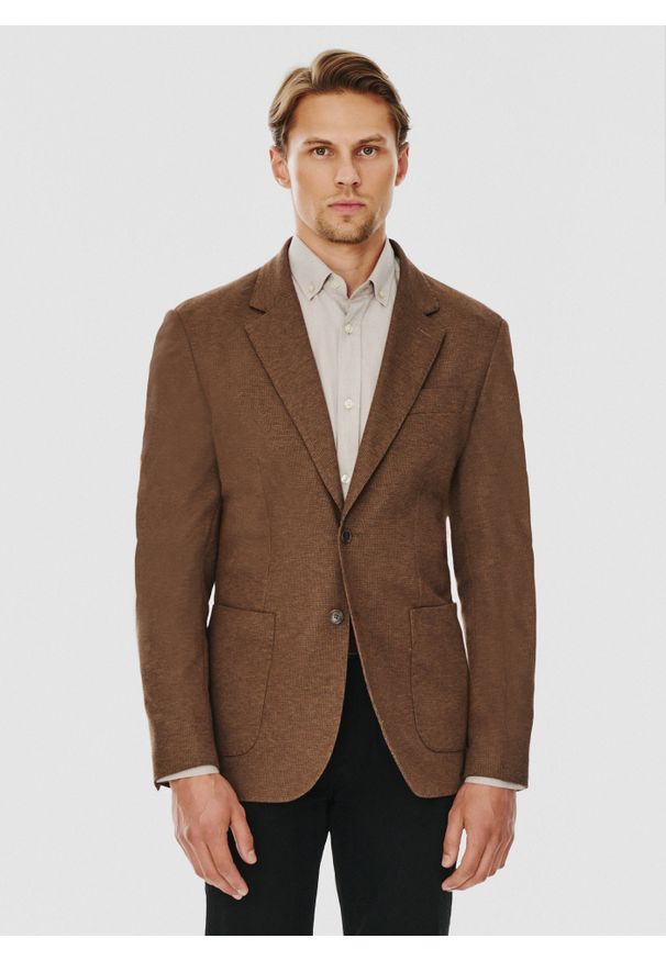 Pako Lorente - PAKO LORENTE – Brązowa marynarka męska. Kolor: szary, brązowy, zielony, wielokolorowy, beżowy. Materiał: poliester, elastan, wiskoza. Sezon: jesień