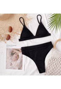 Intica - Bikini z figami regulowane na plażę Nellya. Kolor: czarny. Materiał: materiał. Wzór: aplikacja #1