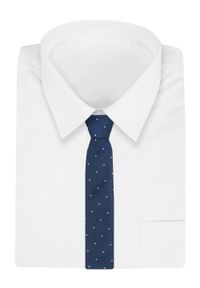 Alties - Krawat - ALTIES - Granat, Drobne Groszki. Kolor: niebieski. Materiał: tkanina. Wzór: grochy. Styl: elegancki, wizytowy