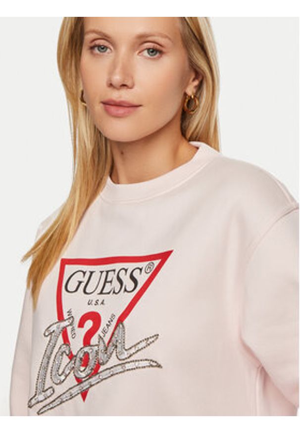 Guess Bluza W4YQ25 KB681 Różowy Regular Fit. Kolor: różowy. Materiał: bawełna, syntetyk
