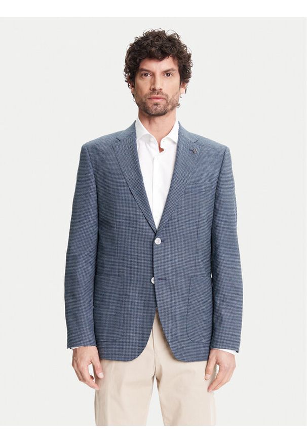 BOSS Marynarka H-Janson-FL 50545859 Granatowy Regular Fit. Kolor: niebieski. Materiał: wełna