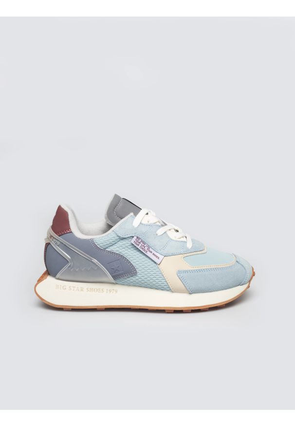 Big-Star - Sneakersy damskie ze skóry naturalnej zamszowej niebieskie RR274997 400. Nosek buta: okrągły. Zapięcie: sznurówki. Kolor: niebieski. Materiał: zamsz, skóra