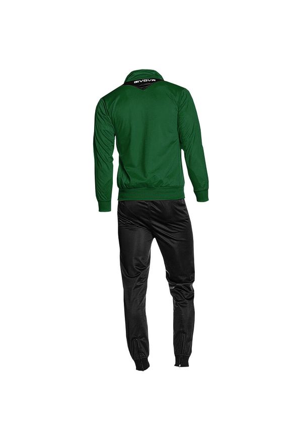 Dres piłkarski dla dzieci Givova Tuta Visa zielono-czarny. Kolor: zielony. Materiał: dresówka. Styl: sportowy