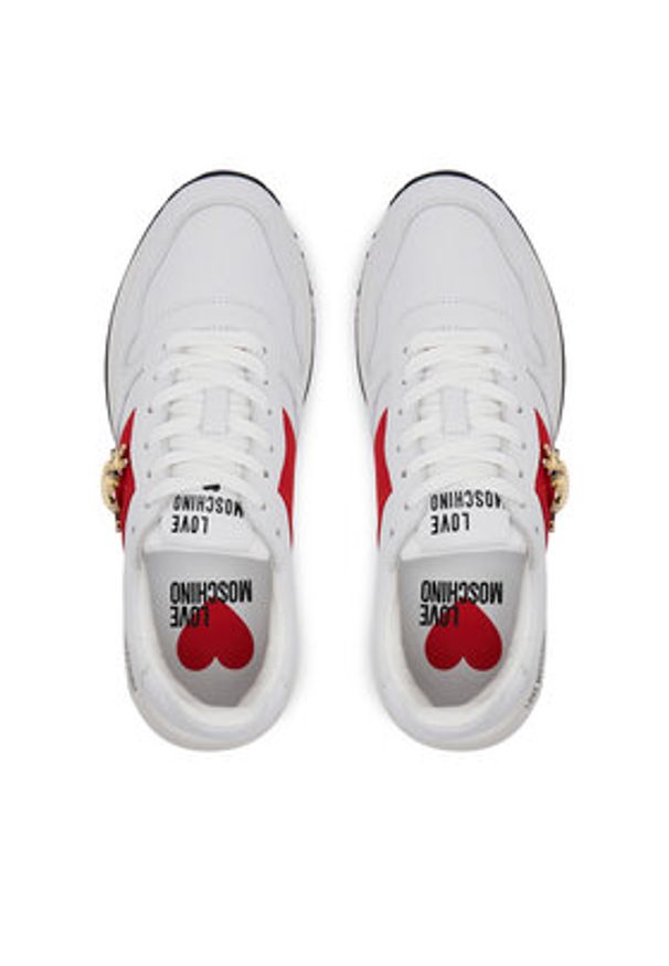 Love Moschino - LOVE MOSCHINO Sneakersy JA15373G1MIAL10A Biały. Kolor: biały. Materiał: skóra
