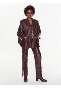 Remain Kurtka skórzana Leather Fringed RM2051 Bordowy Regular Fit. Kolor: czerwony. Materiał: skóra