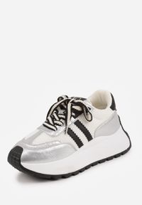 Born2be - Srebrne Sneakersy VICES w Stylu Streetwearowym na Grubej Podeszwie Ilinatea. Okazja: na co dzień. Kolor: srebrny. Materiał: jeans #7
