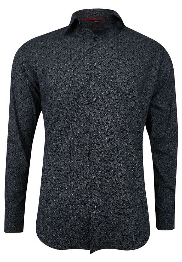 Niebieska elegancka koszula Bello z długim rękawem, paisley, na spotkanie biznesowe