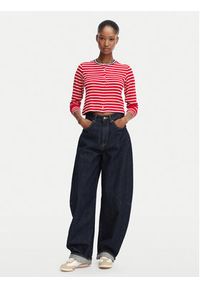 Tommy Jeans Kardigan DW0DW22805 Czerwony Slim Fit. Kolor: czerwony. Materiał: wiskoza #3