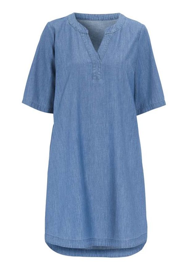 Cellbes Sukienka dżinsowa z rękawem 3/4 denim blue female niebieski 38/40. Typ kołnierza: dekolt w serek. Kolor: niebieski. Materiał: denim