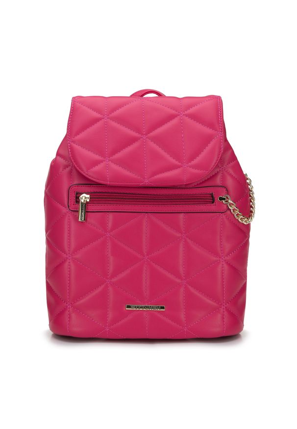 Wittchen - Damski plecak z ekoskóry pikowanej w trójkąty różowy. Kolor: różowy. Materiał: skóra ekologiczna. Wzór: haft, gładki. Styl: elegancki