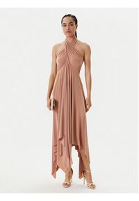 NORMA KAMALI Sukienka koktajlowa KK1253PLO62833 Beżowy Slim Fit. Kolor: beżowy. Materiał: syntetyk. Styl: wizytowy