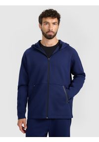 4f - 4F Bluza dresowa rozpinana z kapturem męska - granatowa S. Typ kołnierza: kaptur. Kolor: niebieski. Materiał: dresówka #1